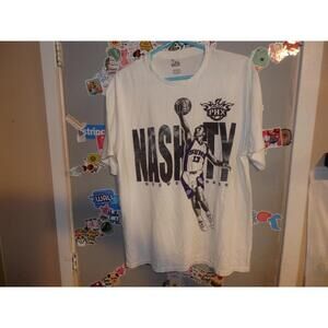 Majestic Steve Nash 13 Phoenix Suns T Shirt Nashty White Mens Large